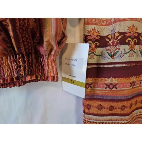 Anthro New W/Tag Maison Tara Spice Paprika Orange Geo Top Skirt Set US 14 - Picture 4 of 12